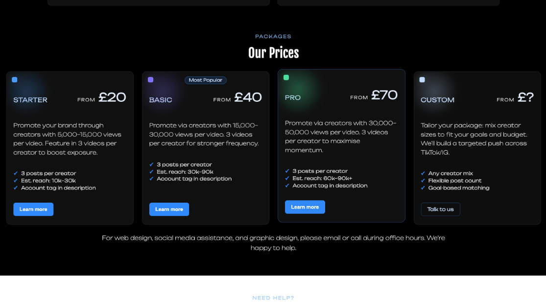 Creator suggestions and profile cards