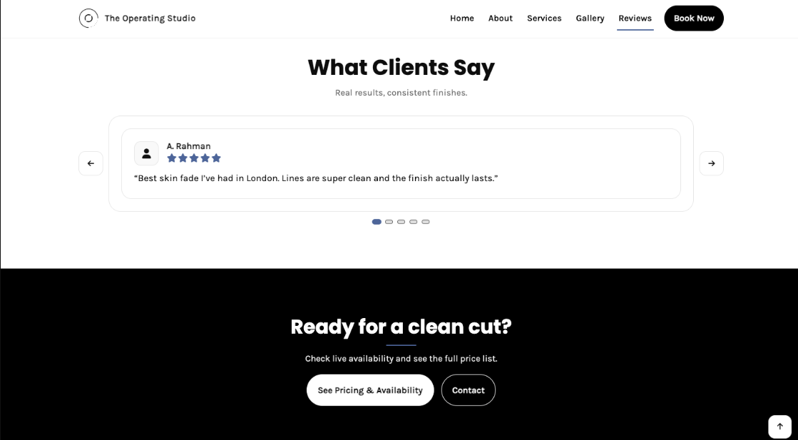 Embedded booking widget section