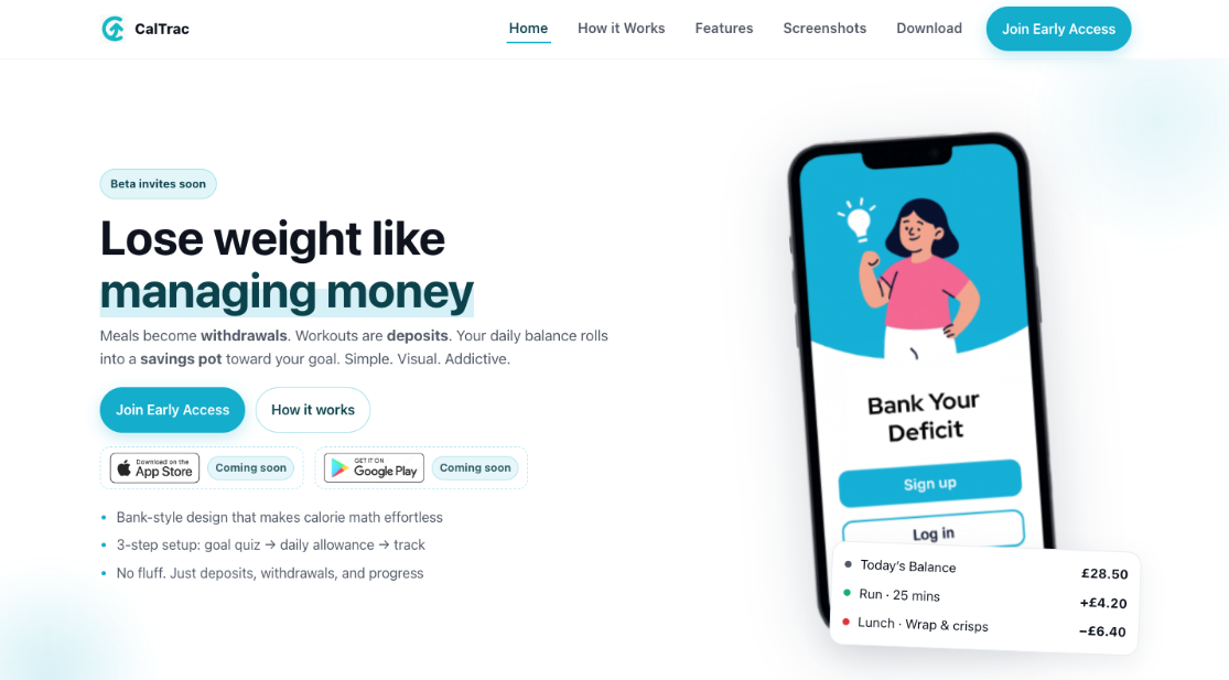 Bank Your Deficit landing page