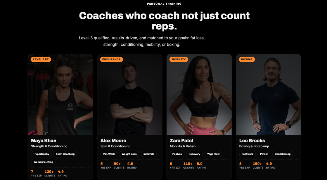 Gym landing page