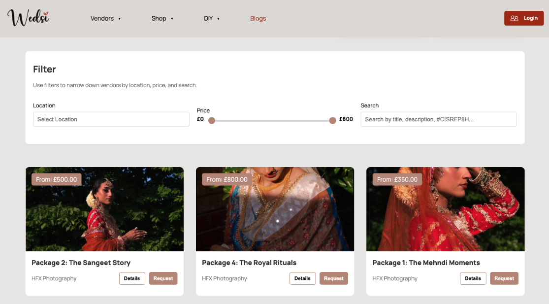 Vendor listing portal